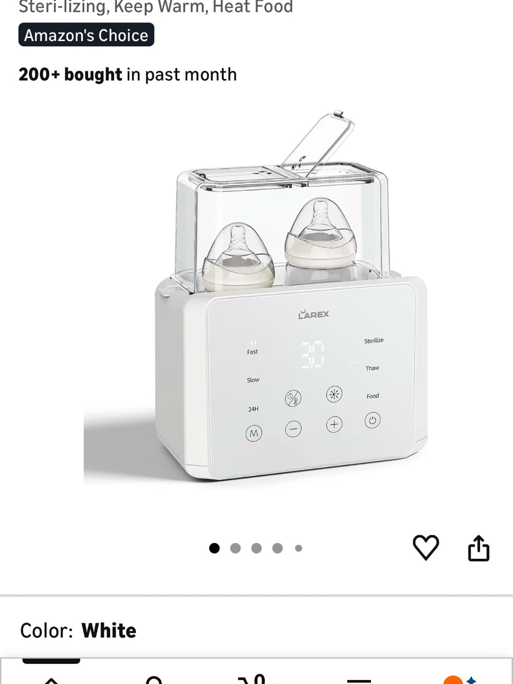 White Portable Baby Bottle Sterilizer & Warmer